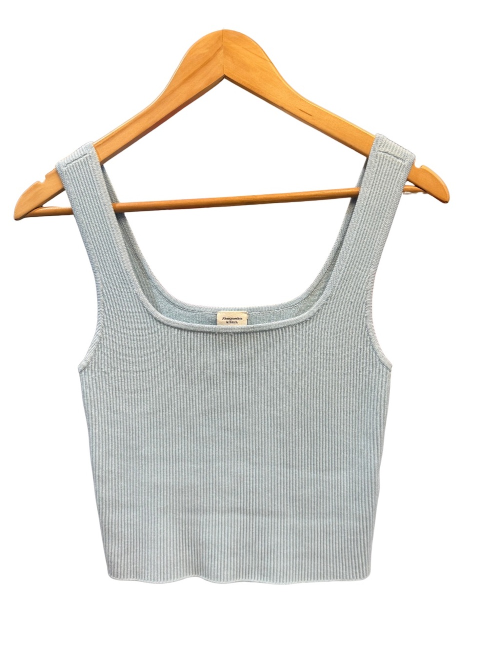 Abercrombie & Fitch Ribbed Square-Neck Tank - Light Blue